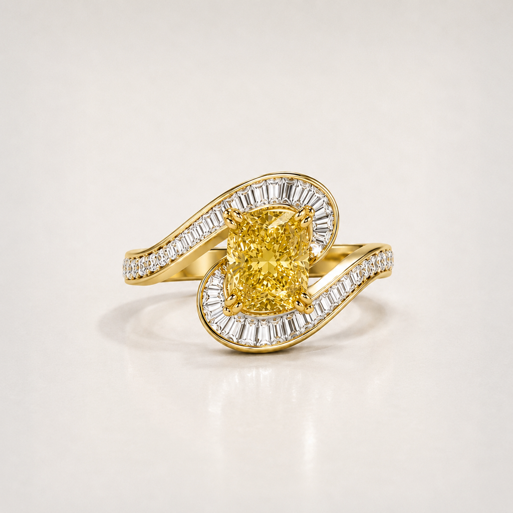 The Sculptural Yellow Cushion Ring