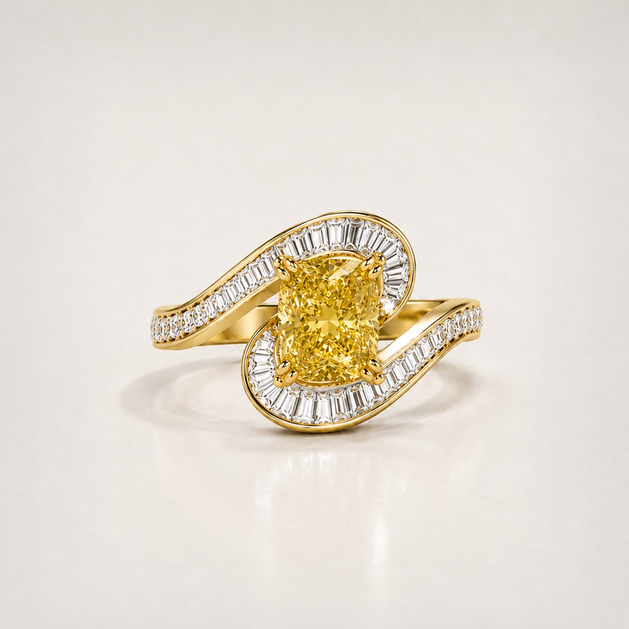 The Sculptural Yellow Cushion Ring