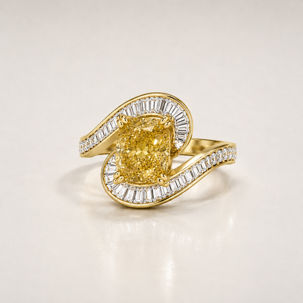 The Sculptural Yellow Cushion Ring
