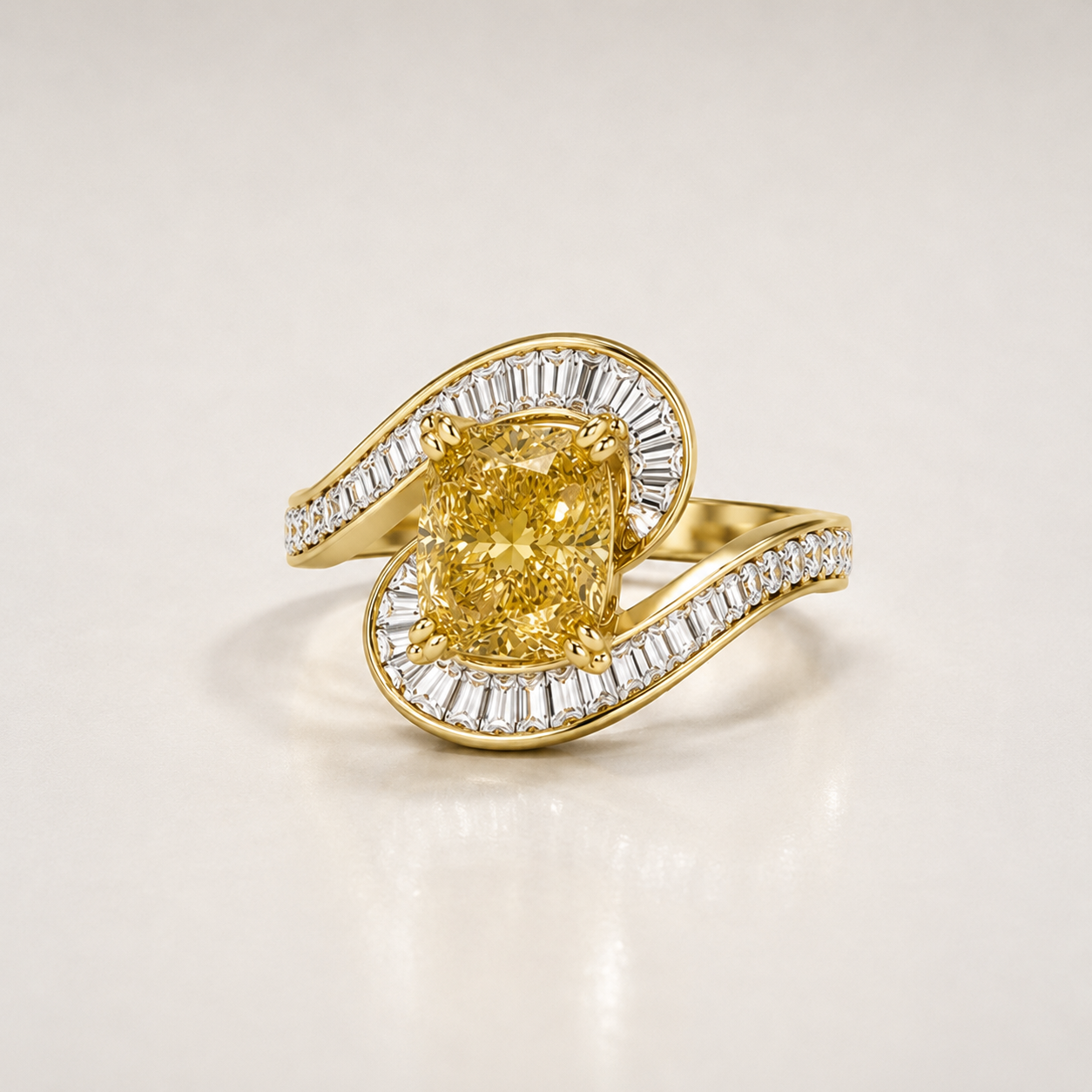 The Sculptural Yellow Cushion Ring