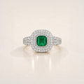 The Triple Halo Pavé Cushion Emerald Ring